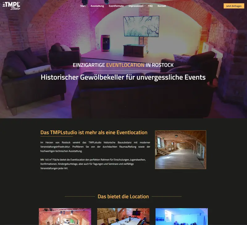 Website-Auszug von TMPLstudio