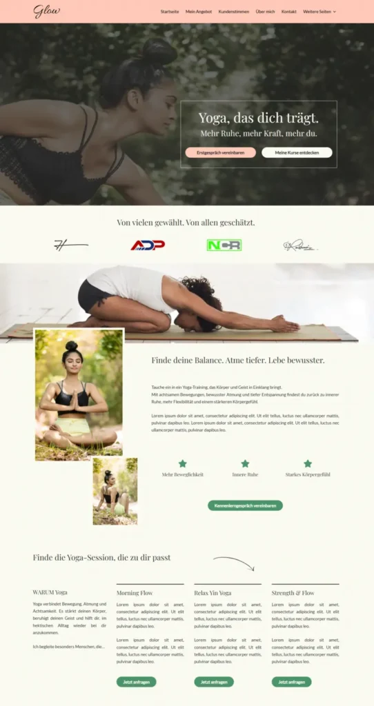 Auszug Website-Template "Glow"