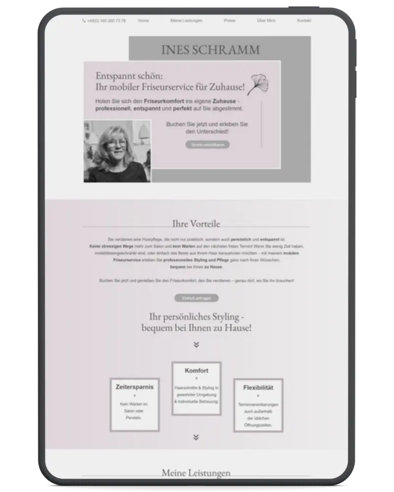 Website Auszug von Ines Schramm