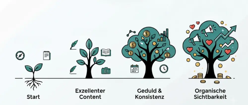 Marketing ohne Budget: Wachstumsphasen für organische Sichtbarkeit