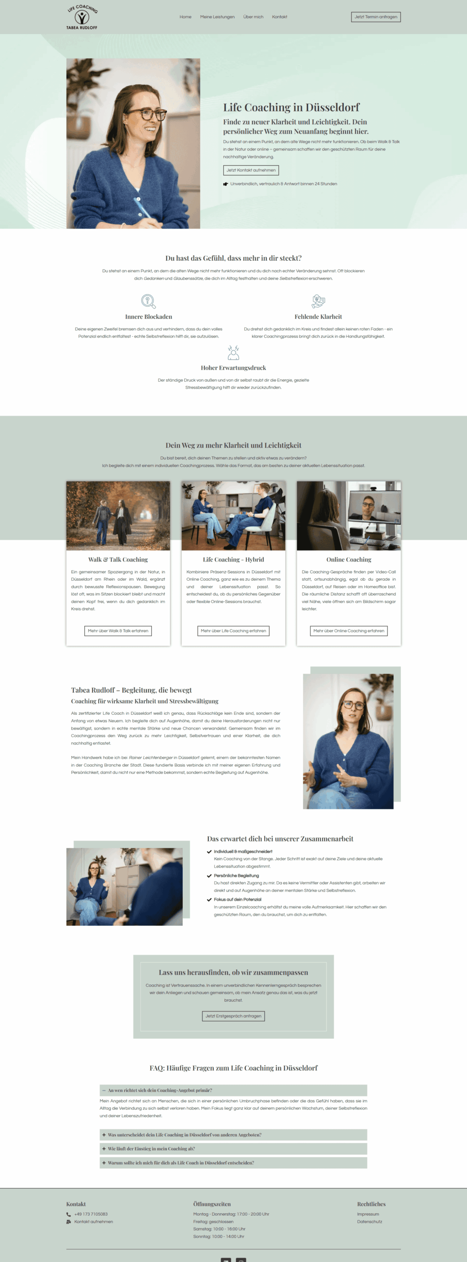 Auszug der Life Coaching Website von Tabea Rudloff